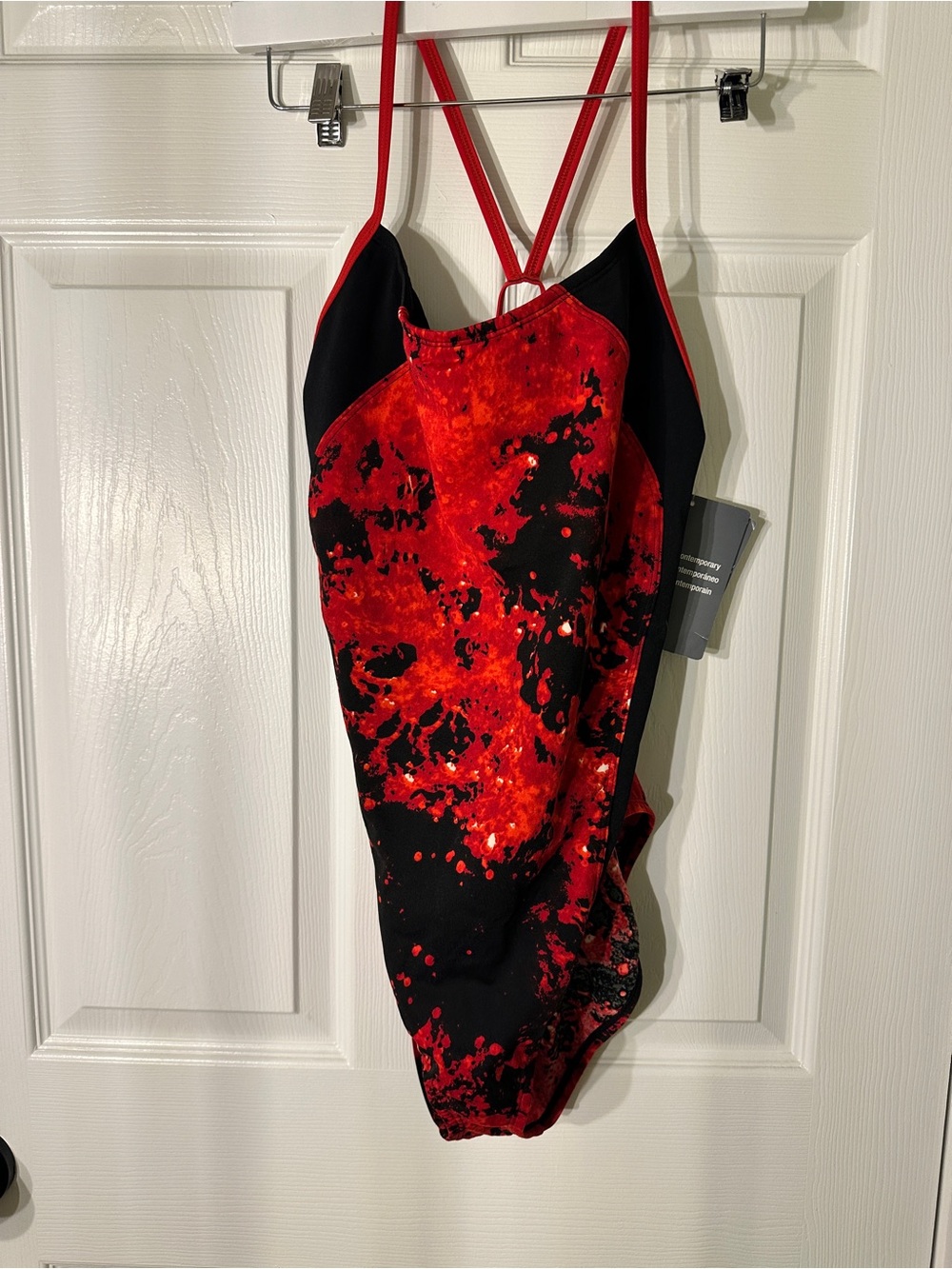 Speedo Endurance red black One-Piece Swimsuit Size 14
